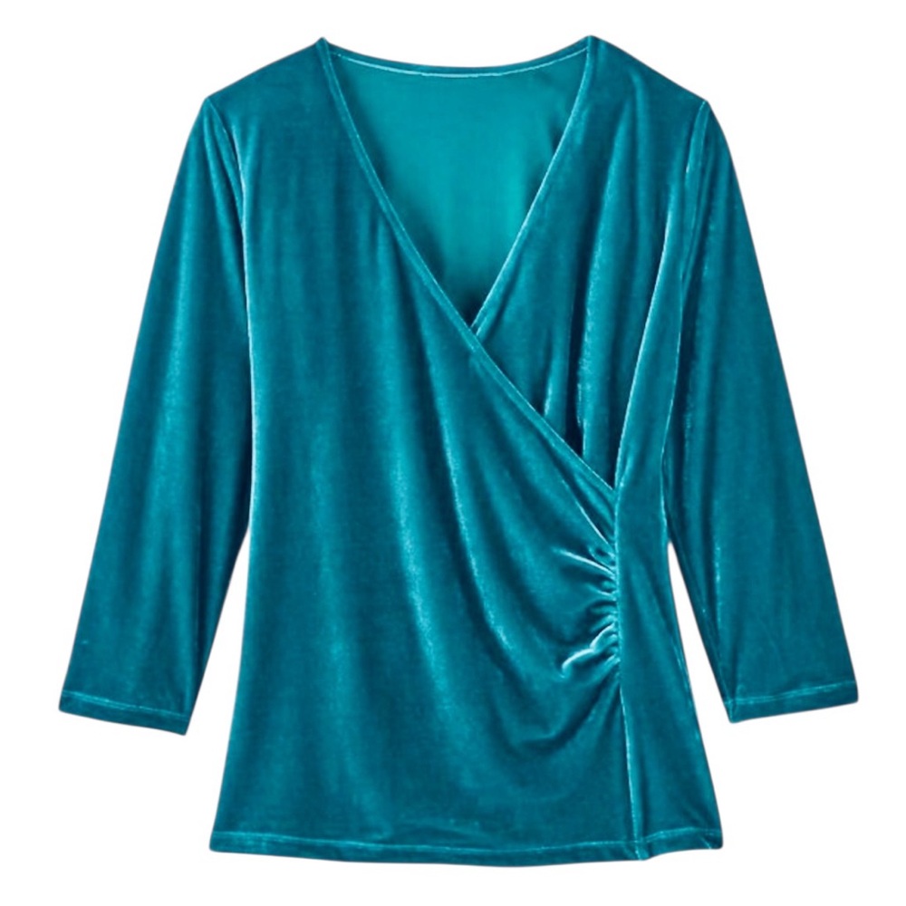 Soft Surroundings Teal Wrap Top
